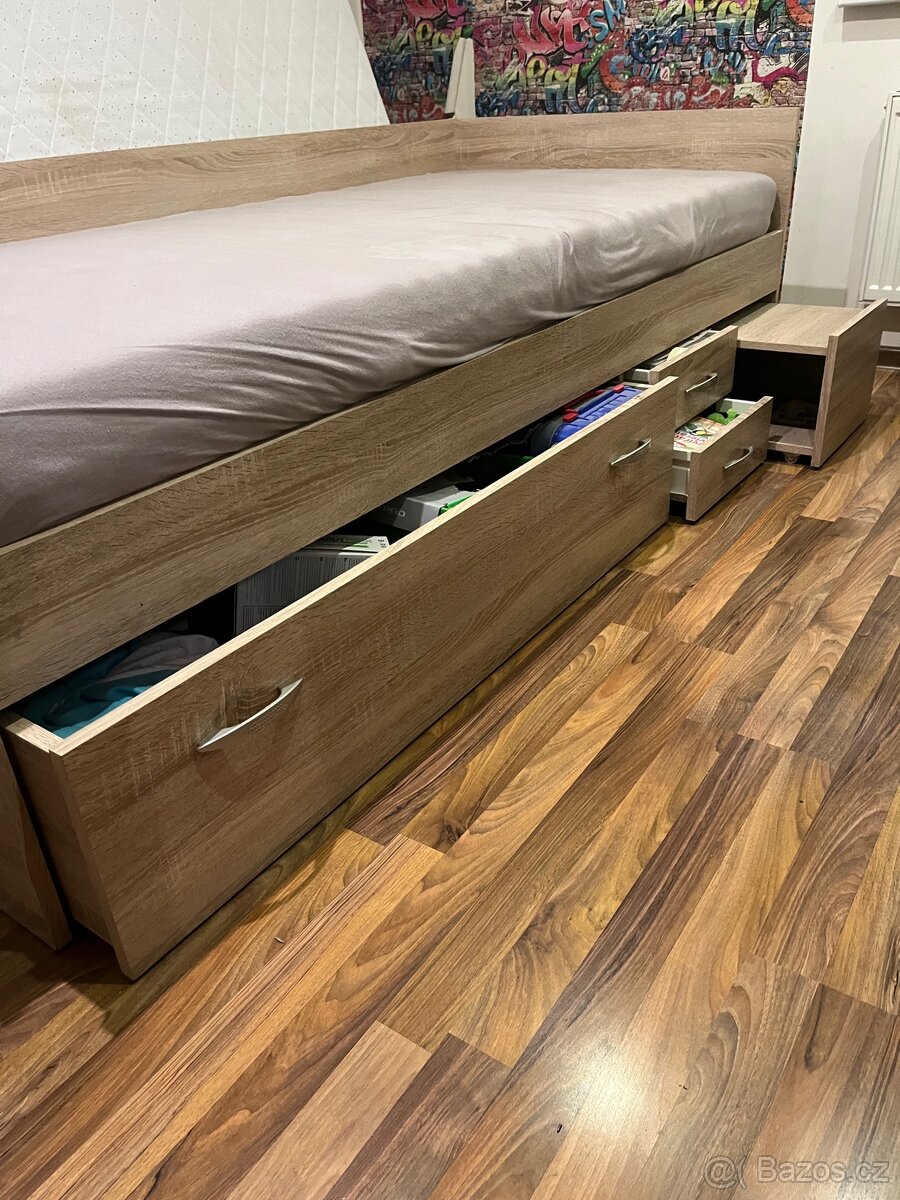 Válenda ALEŠ - dub sonoma, 90x200 cm - 4