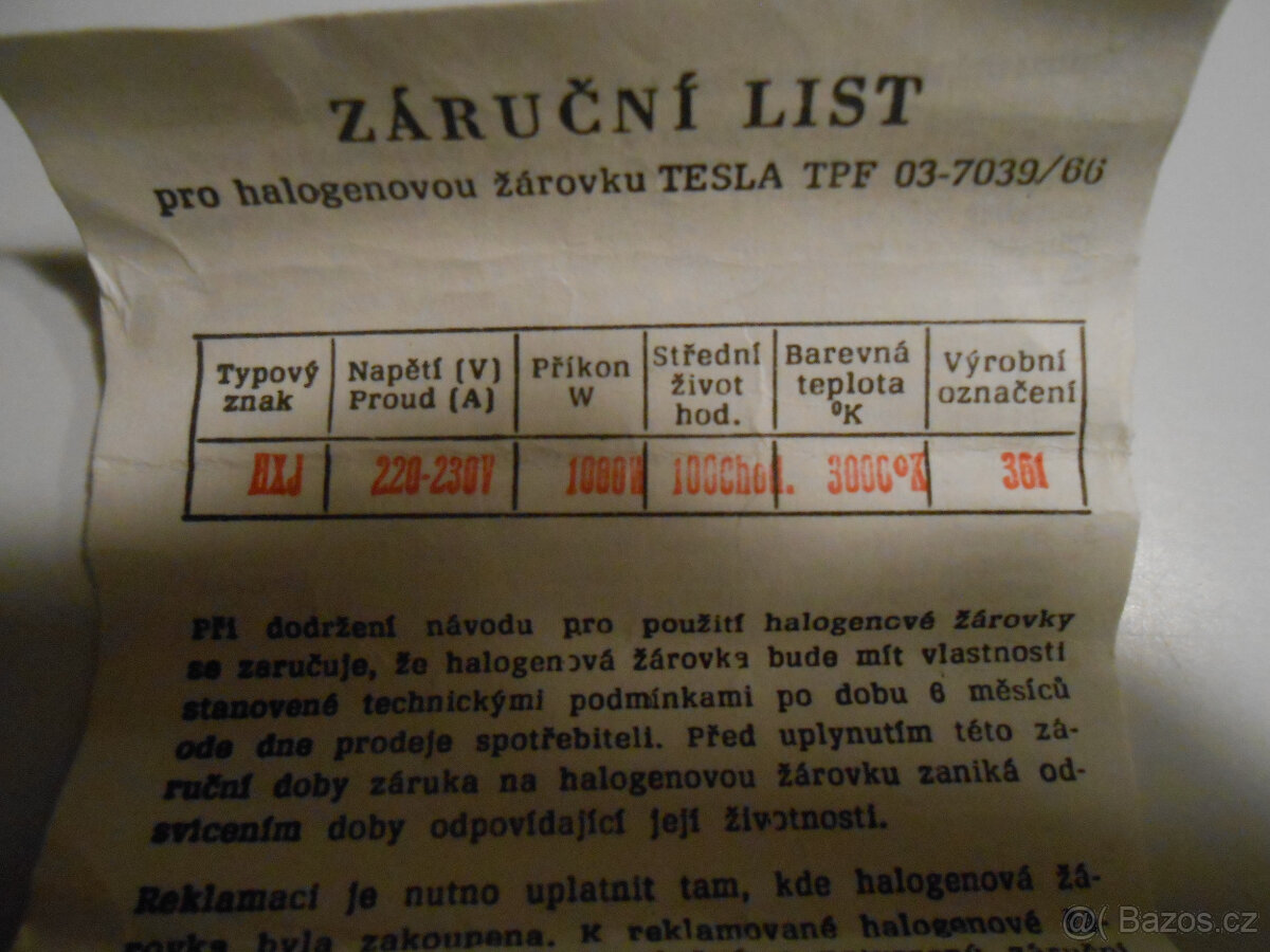 Halogenová žárovka TESLA - 4