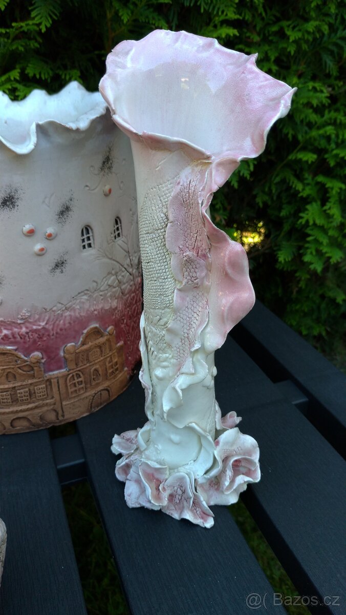 Keramická růžovo-bílá sada - 4