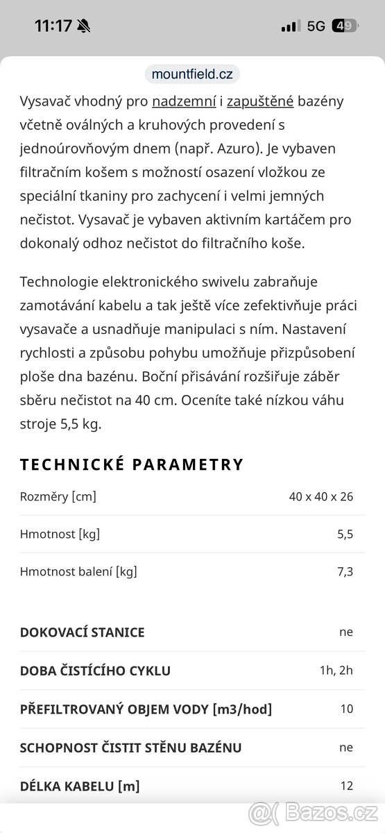 Bazenovy vysavac Black Coral - 4