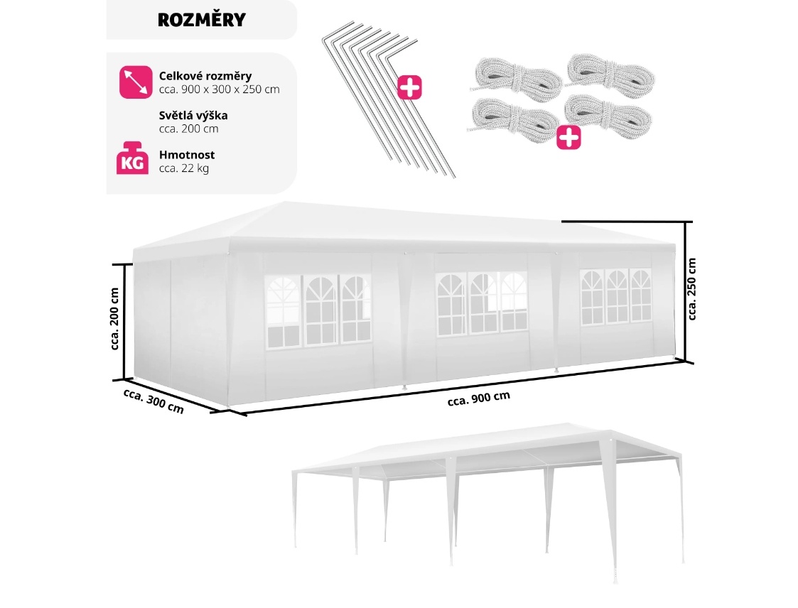 Pavilon - zahradní stan 6x3m skládací šedý - 4
