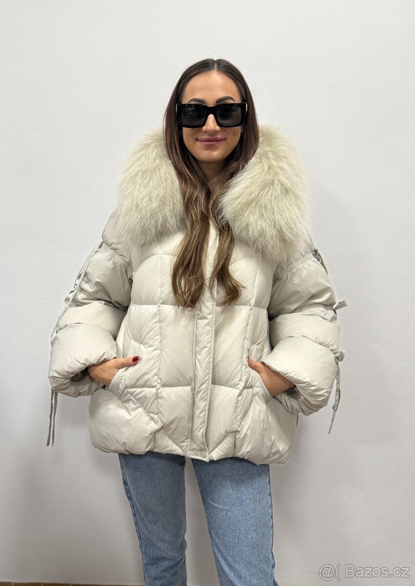 Dámská péřová bunda s pravou liščí kožešinou - 4