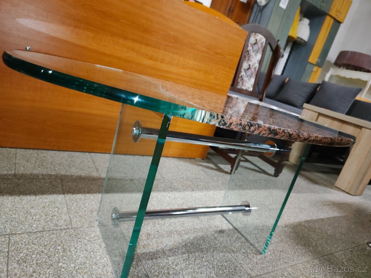 Stůl skleněný s mramorem - 4
