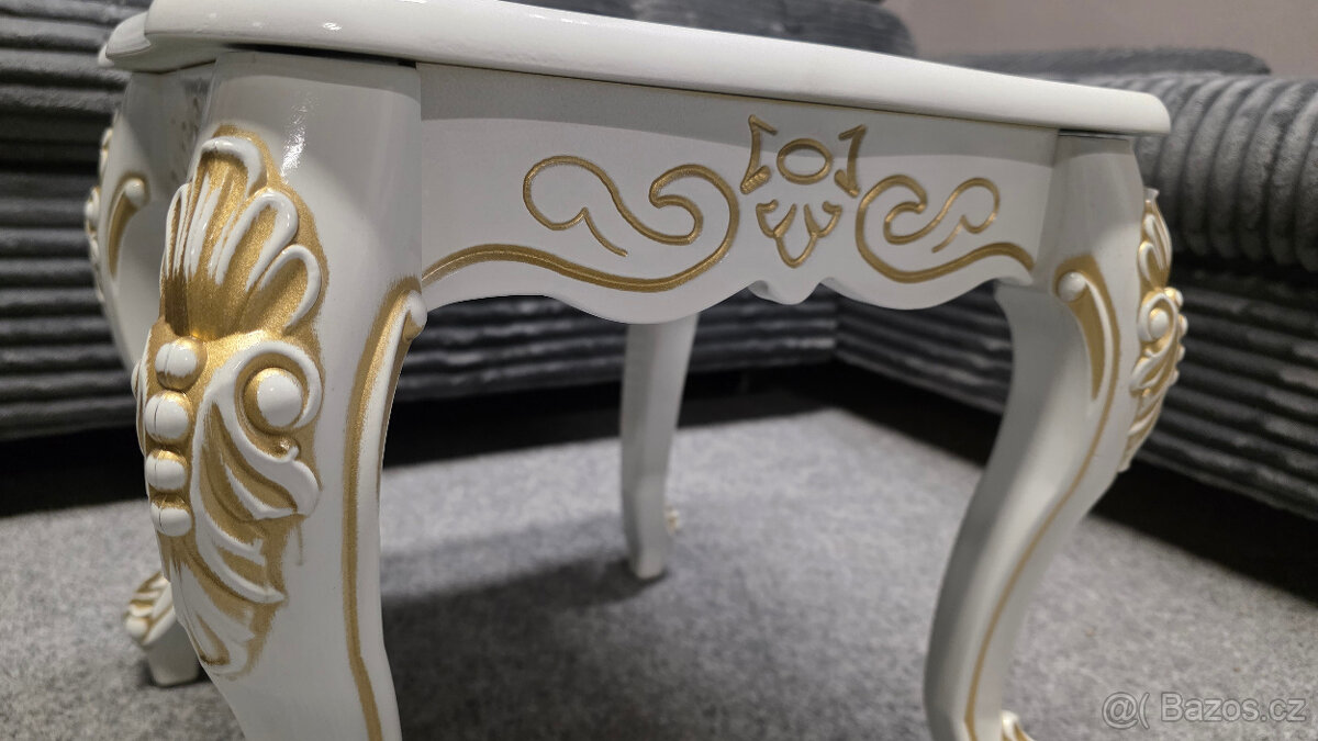 Nový stylový konferenční stolek TRIO bílozlatý - 4
