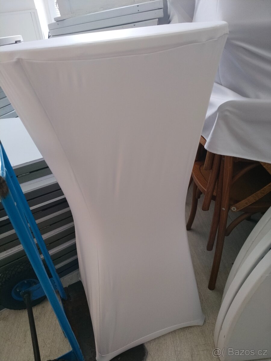 Bistro stolky, 12 ks, kovová noha, dřevěná deska + potahy - 4