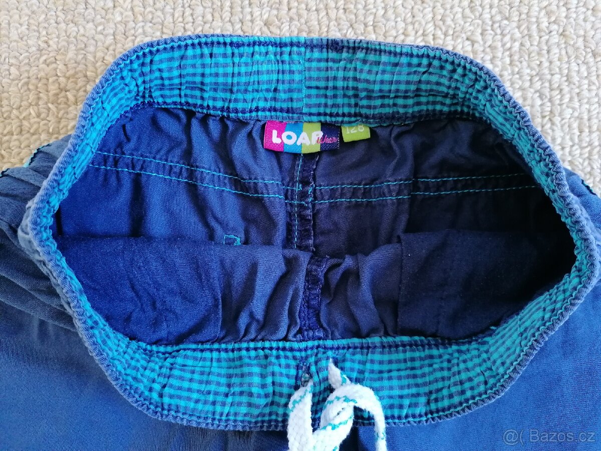 Modré plátěné kalhoty Loap, v. 128 - 4