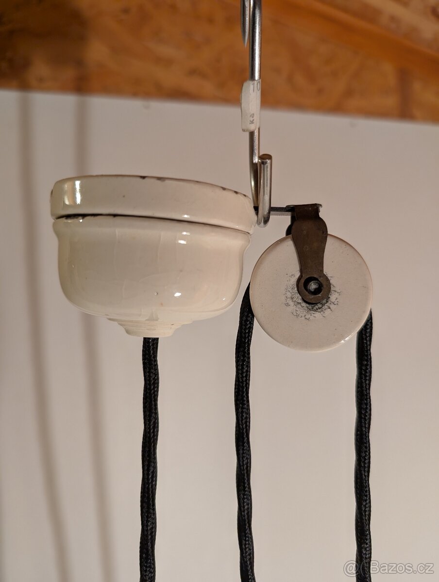 porcelánová stahovačka, bílé stínidlo, TOP stav - 4