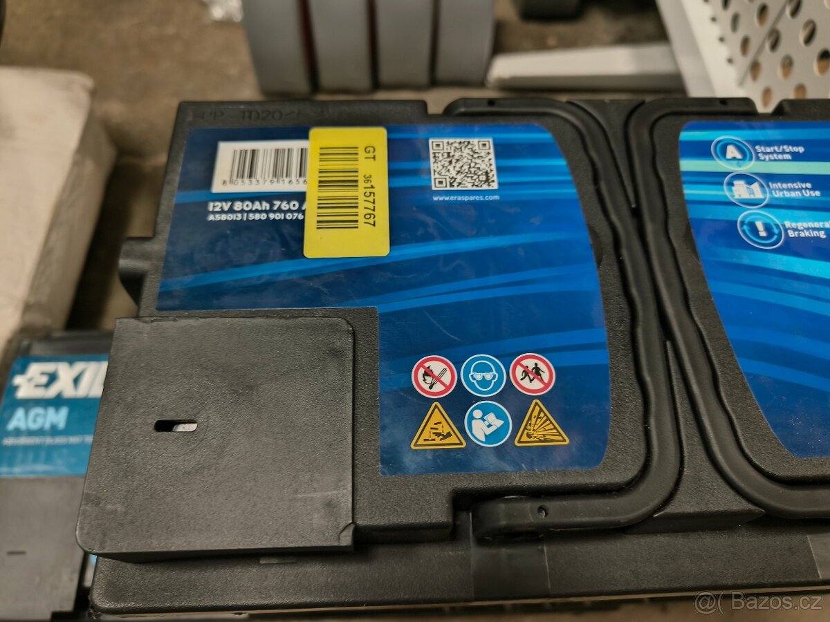 Autobaterie 80ah AGM nová 12V ERA, EXIDE, Bosch - 4