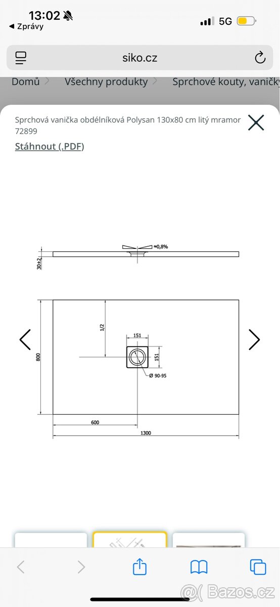 Komplet NOVÉ sprchové dveře se sprchovou vaničkou - 4