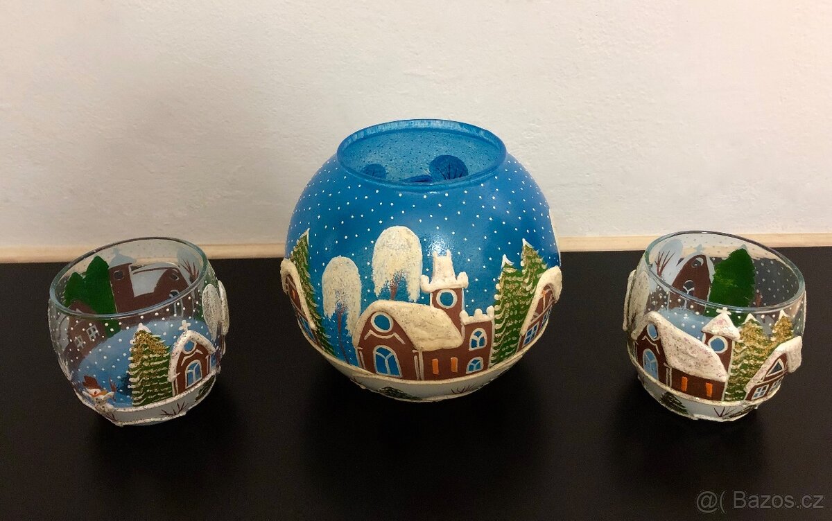 Ručně malované skleněné svícny - 4