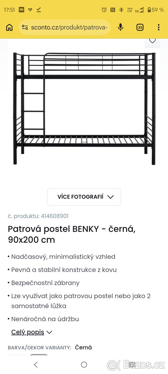 Patrová postel kovová Benky - 4