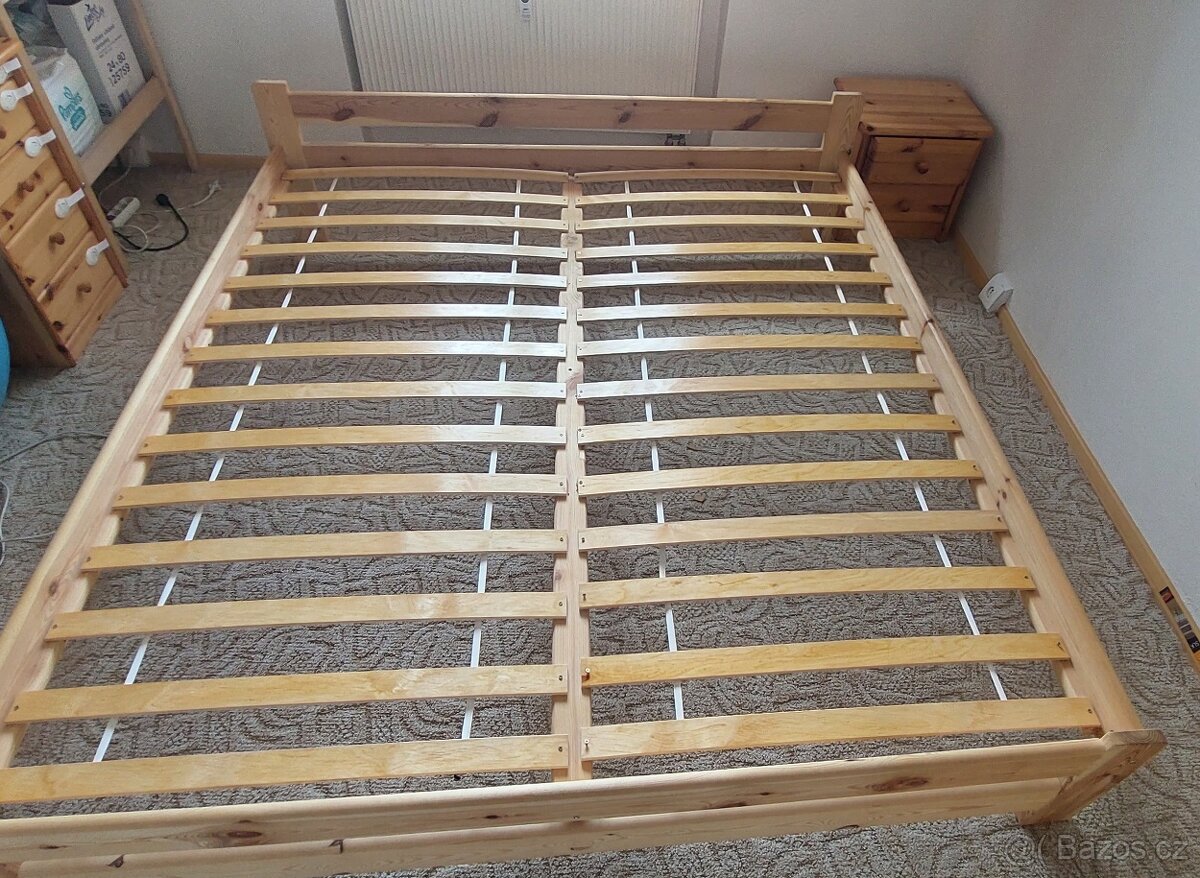 Postel 180x200 cm, masiv borovice - 4
