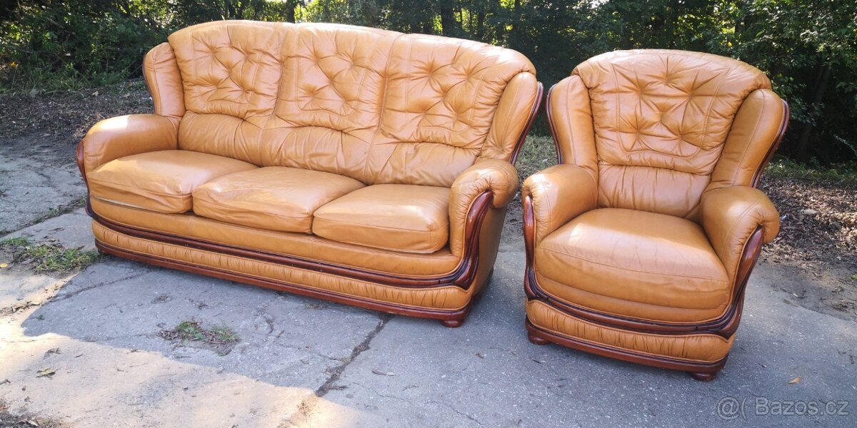 Kožená sedací souprava(trojsedačka) - 4