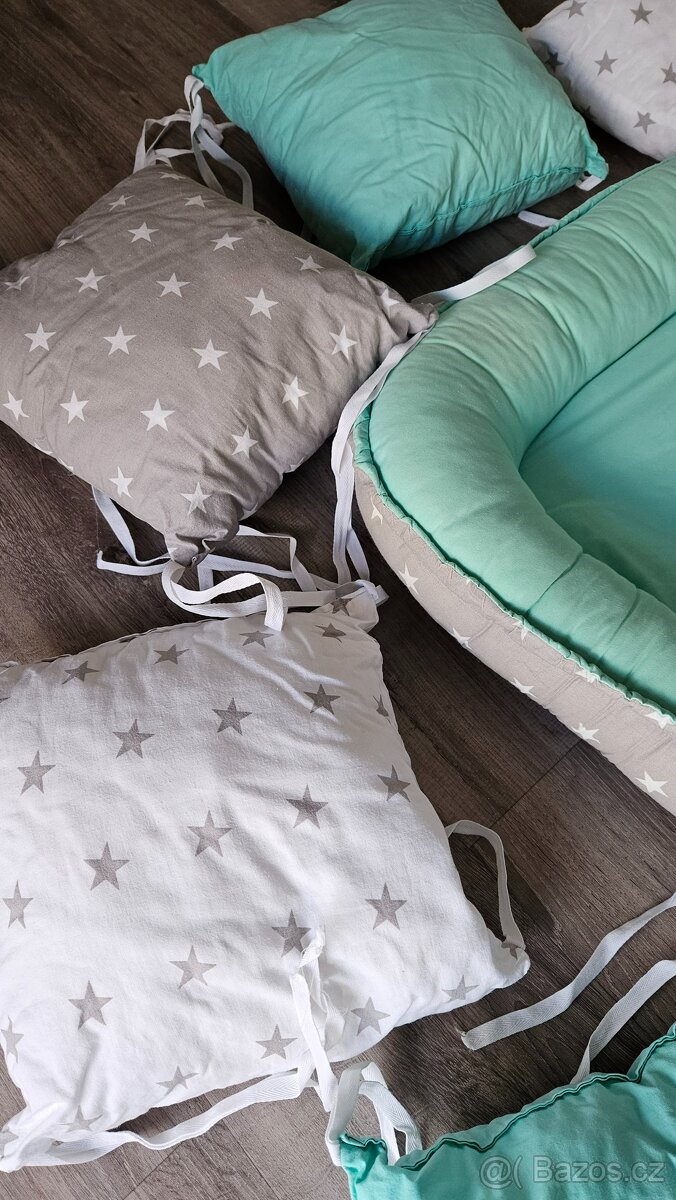 Set do postýlky- hnízdečko, polštářkový mantinel, kapsář - 4