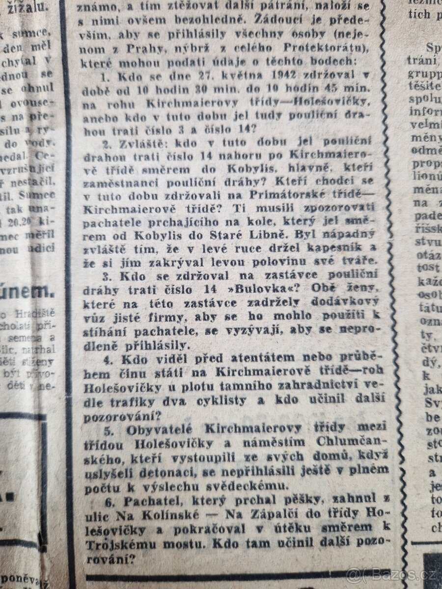 Staré noviny s vyhláškou Říš.protektora, okleštění Slovenska - 4