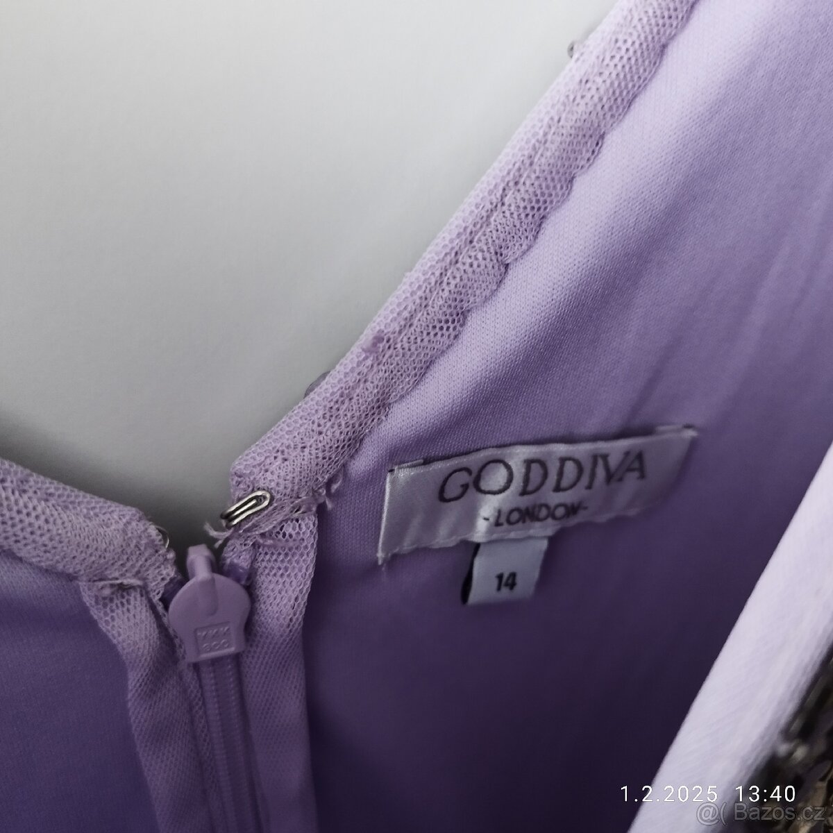 Krásné lila společenské midi šaty GODDIVA, vel. 14 - 4