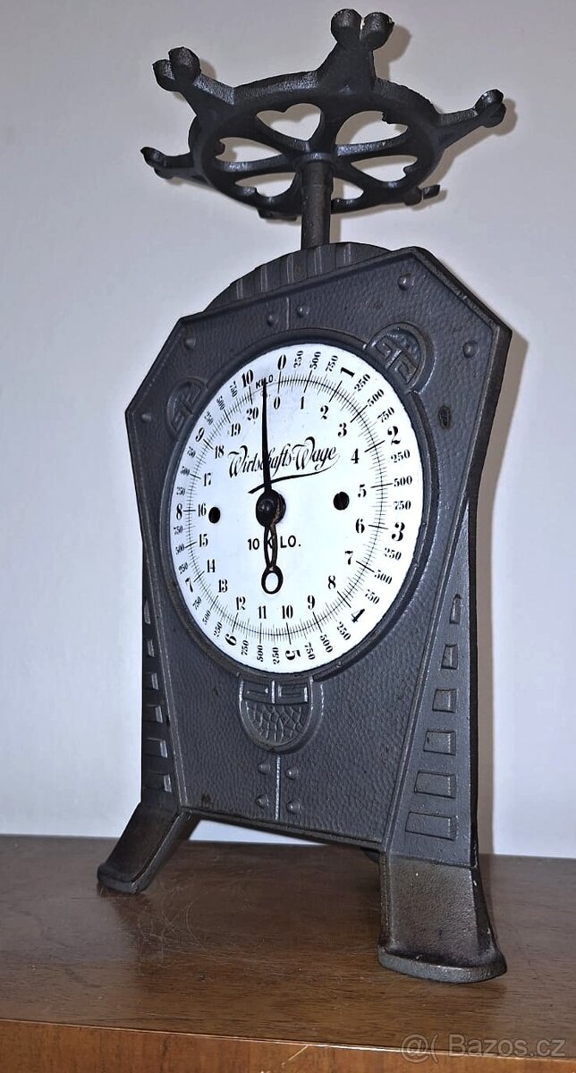 Starožitná německá figurální litinová váha D.R. - 4