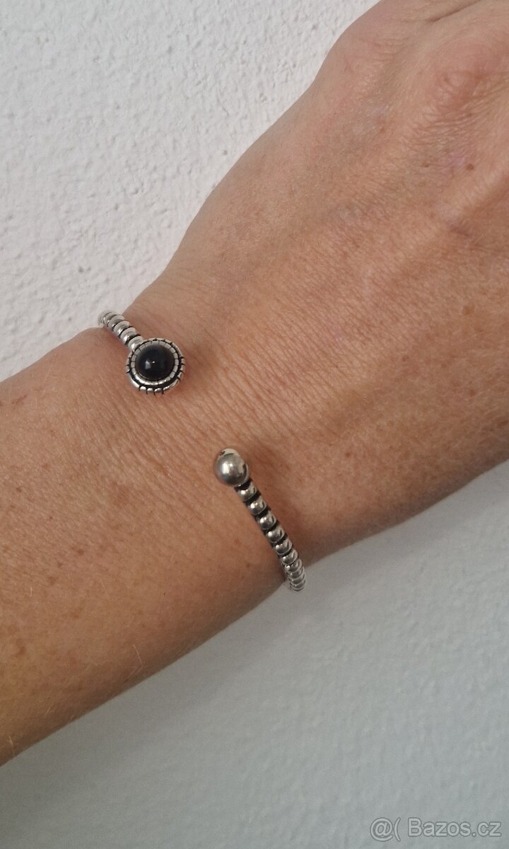 Nový dámský stříbrný náramek otevřený kuličkový 925 - 4