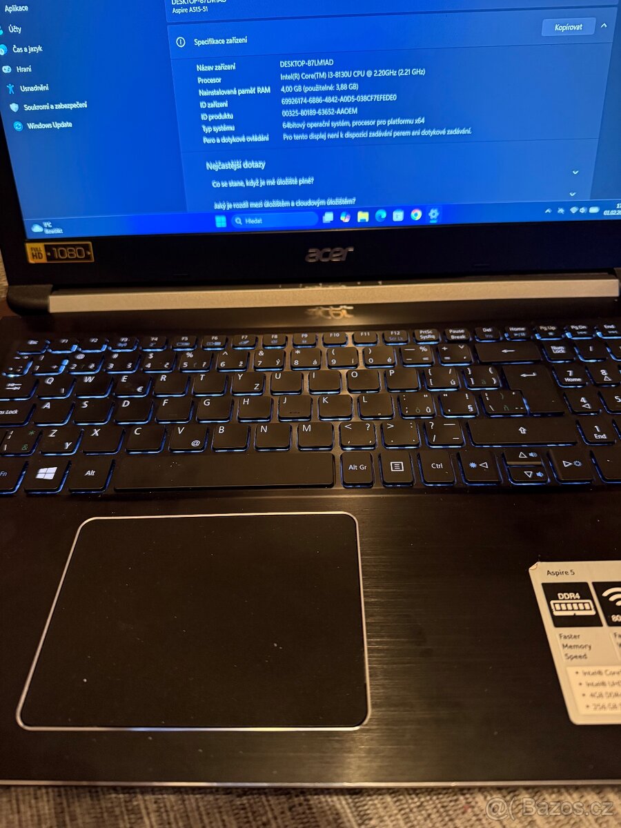 Acer Aspire 5 IPS 15.6,NVME,I3 8130u,DDR4 - 4