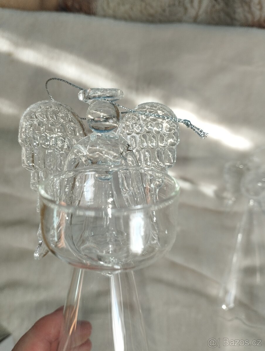 2 ks svícen anděl ze skla - 4