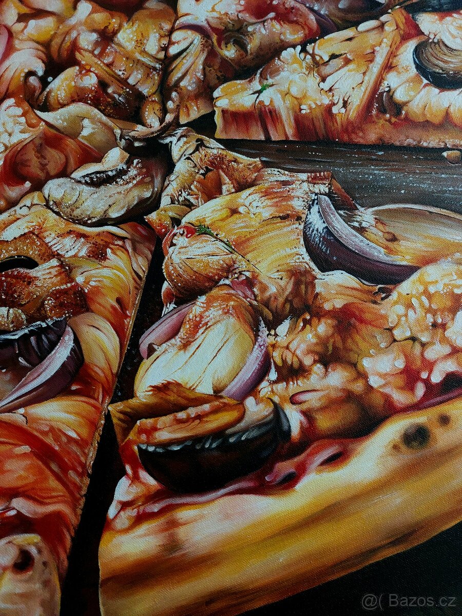 Realistická malba akrylem na plátně PIZZA - 4