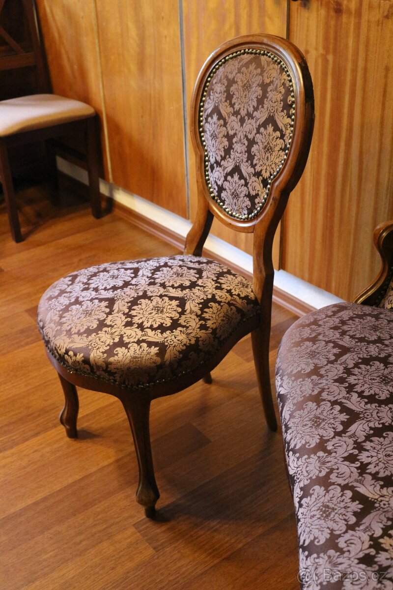 Starožitná pohovka sofa + 2 židle - 4