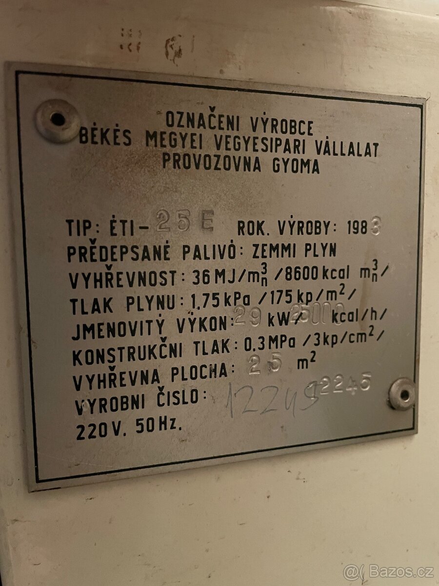 Koupím plynový kotel ETI - 4