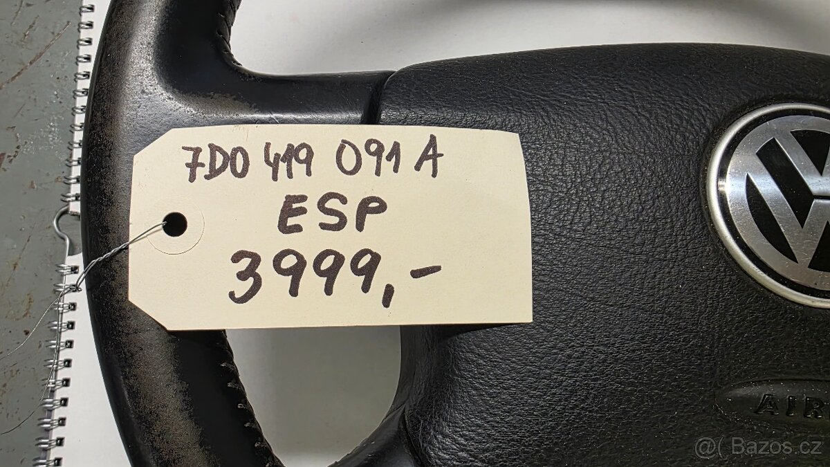 VW T4 - originální kožený volant 7D0 419 091A - 4