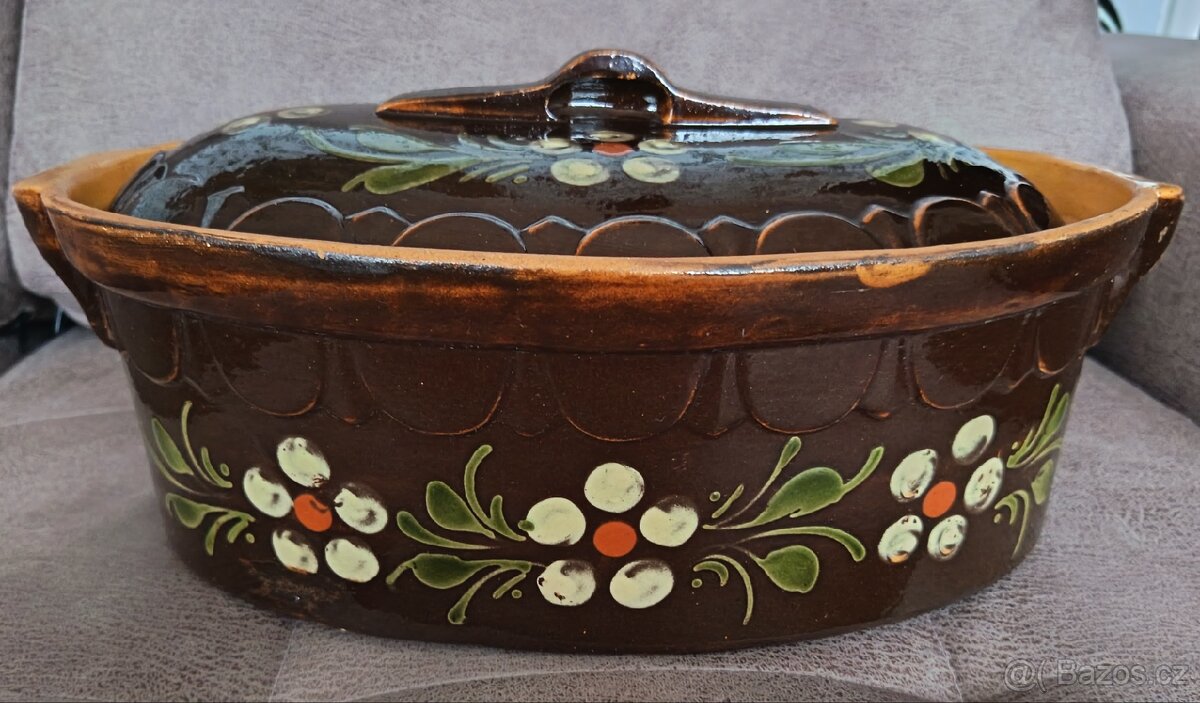 Stará hliněná zapékací mísa - 4