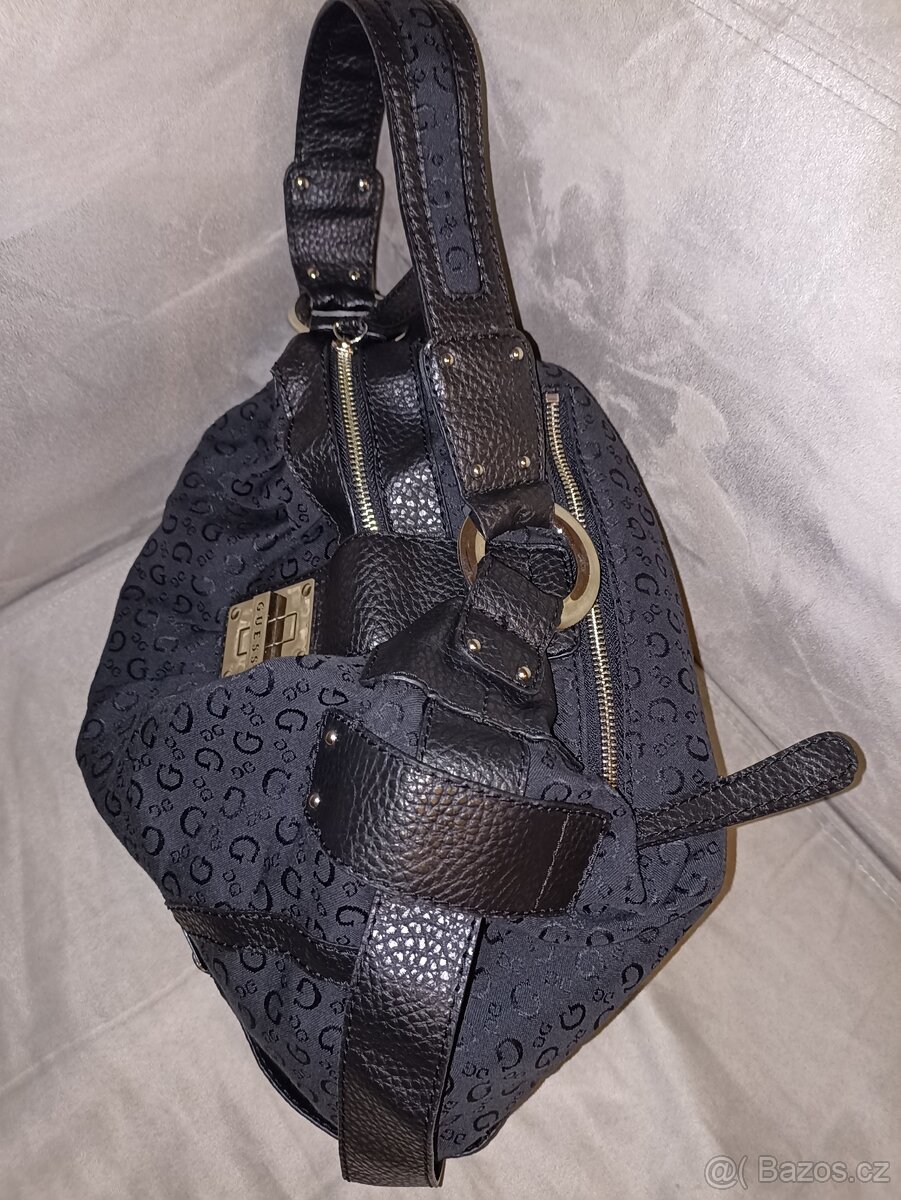 Kabelka GUESS - látková s logem - 4