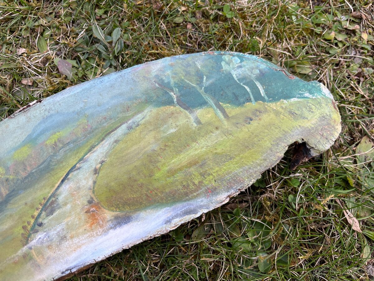 Obrázek krajina na dřevě - 4