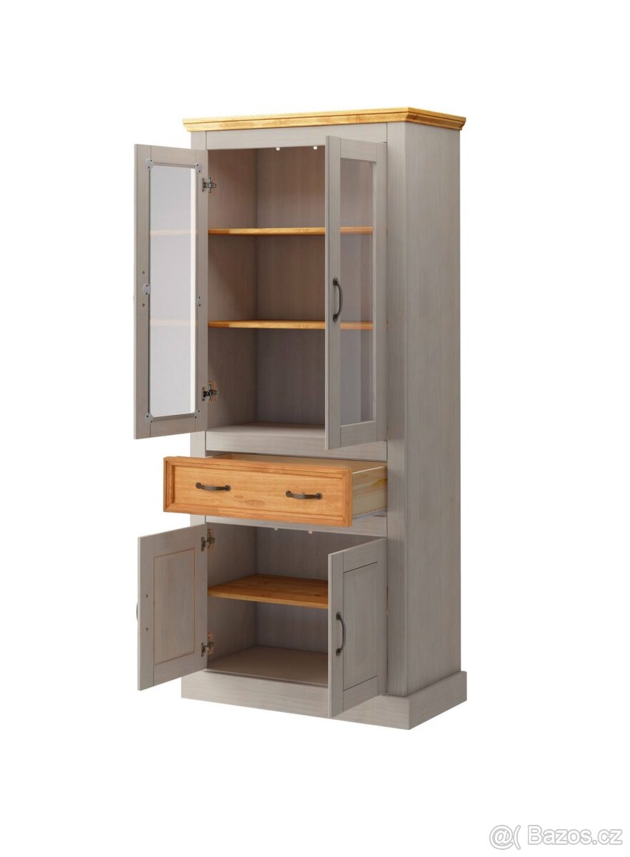 Vitrína Selma masiv antracit NOVÁ 2. jakost - 4