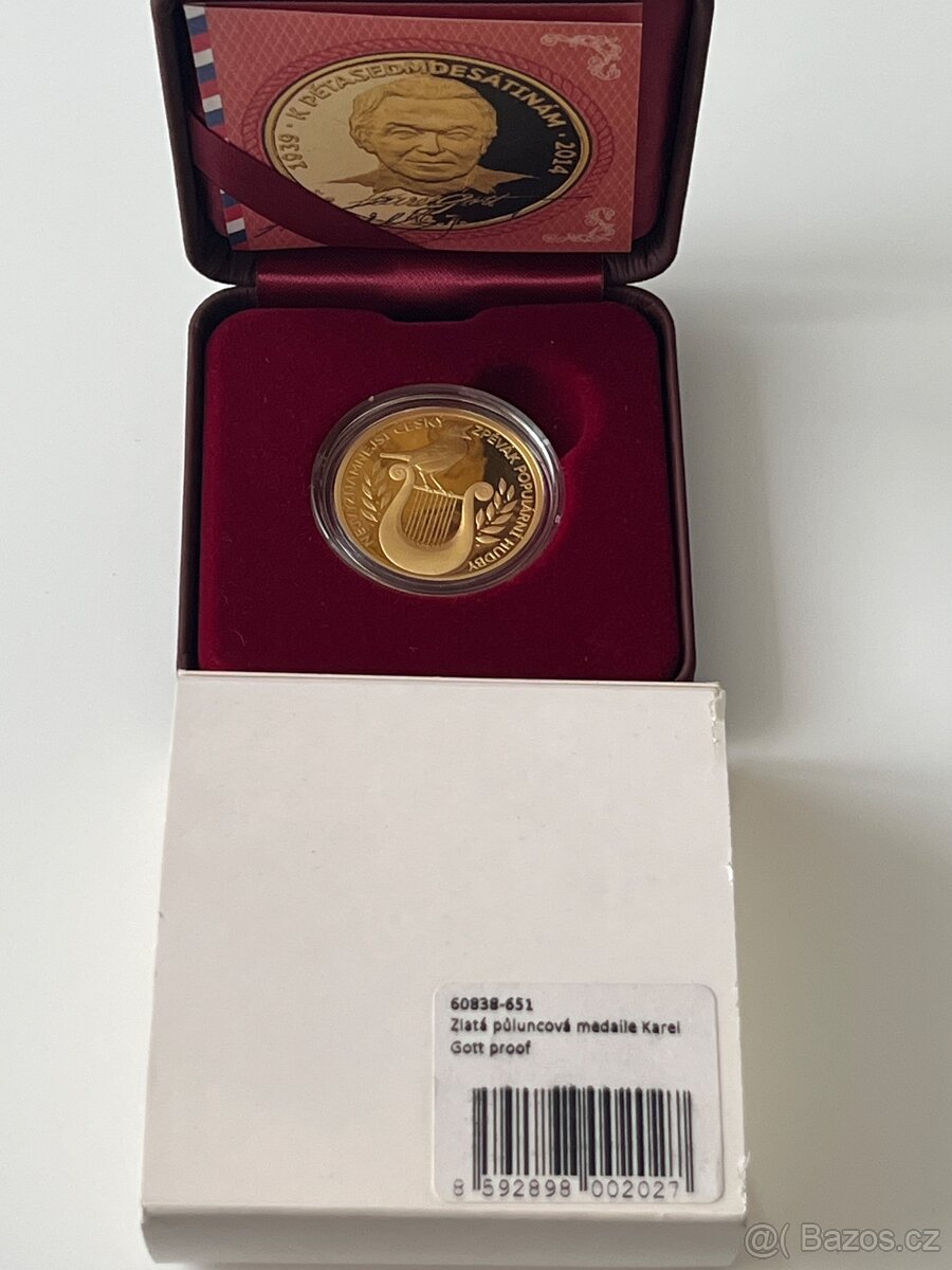 Zlato / zlatá mince,medaile Karel Gott proof - 4
