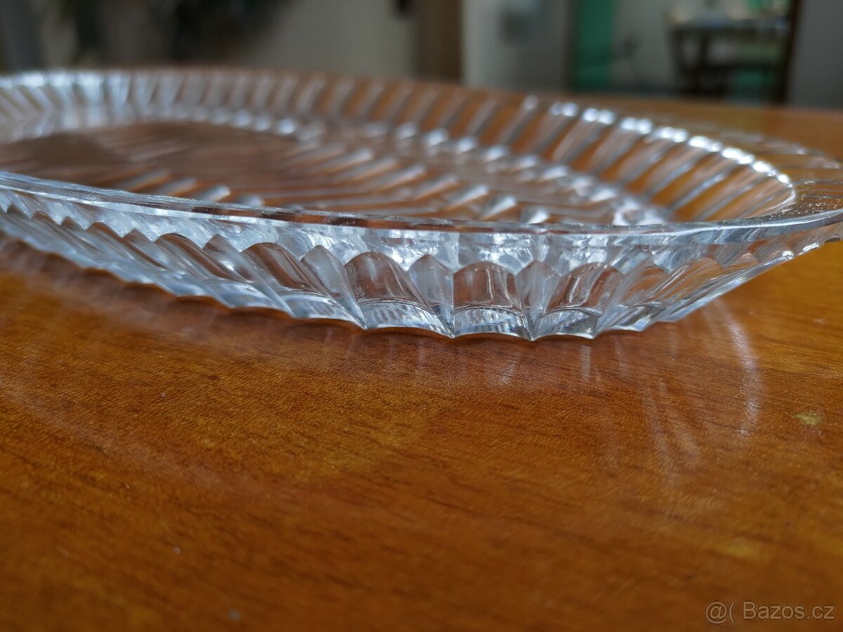 Skleněný broušený tác, podnos - 4