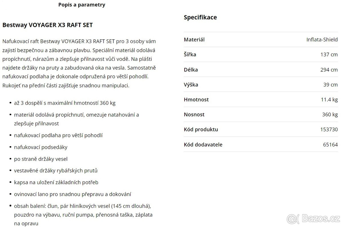 Nafukovací ČLUN VOYAGER X3 RAFT SET - 4
