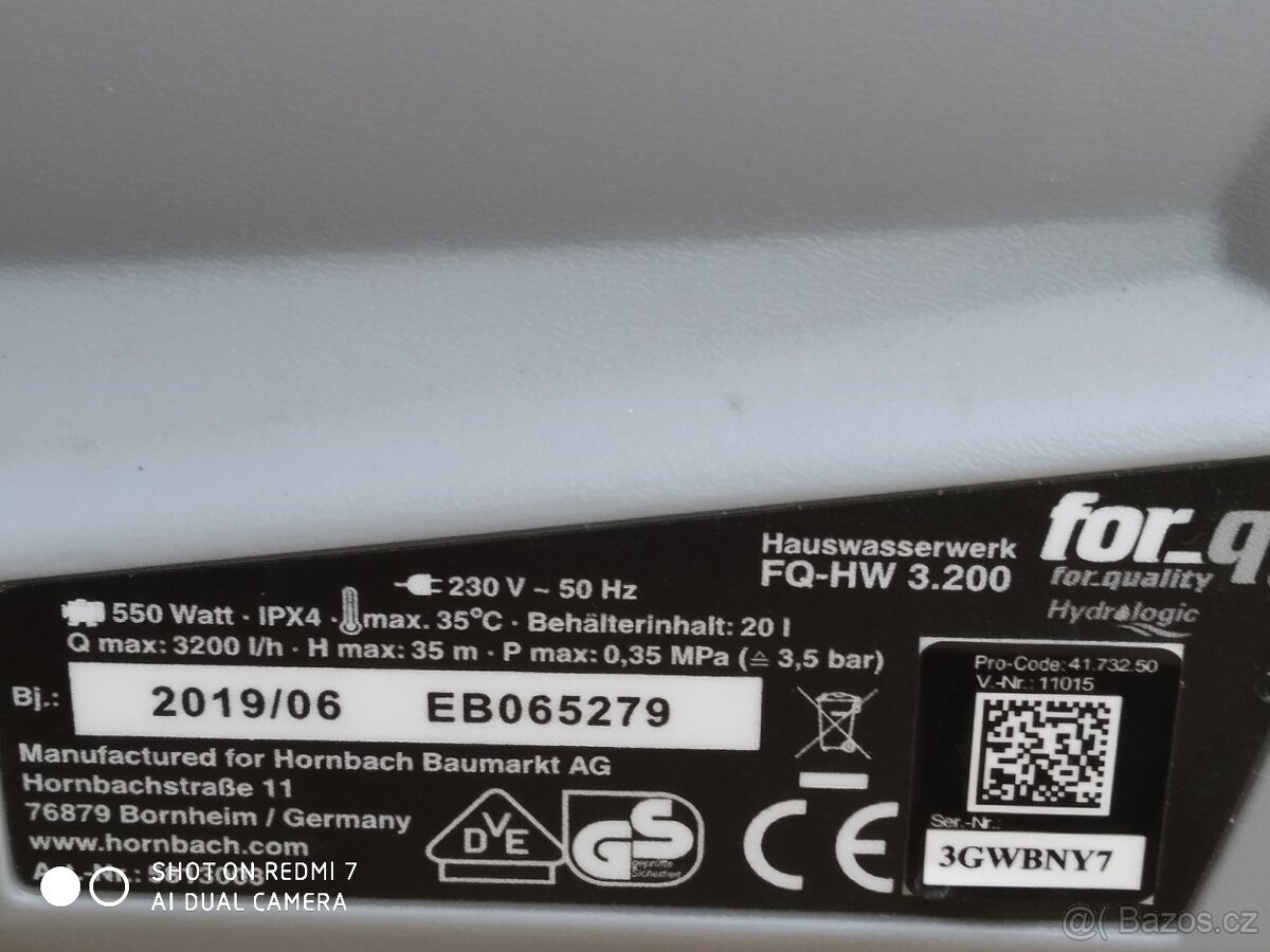 Prodám NEPOUŽITOU Domácí vodárnu For_q FQ-HW 3.200 Automatic - 4