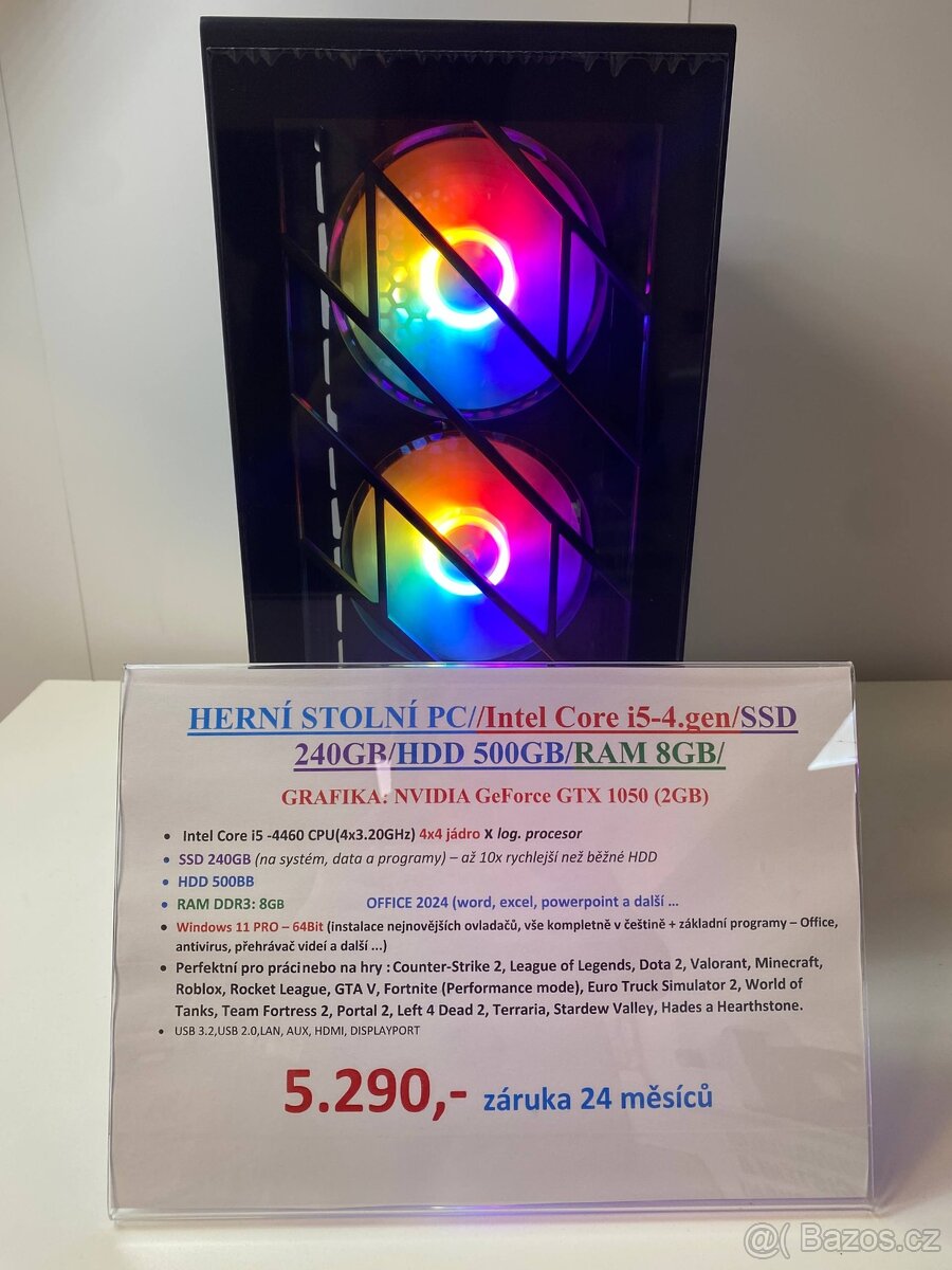 HERNÍ STOLNÍ PC//Intel Core i5-4.gen/SSD 240GB/HDD 500GB/RAM - 4