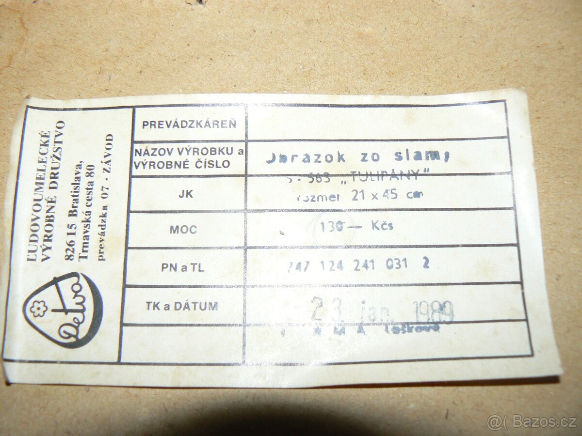 Obraz vykládaný ze slámy - retro-tulipány-intarzie - 4