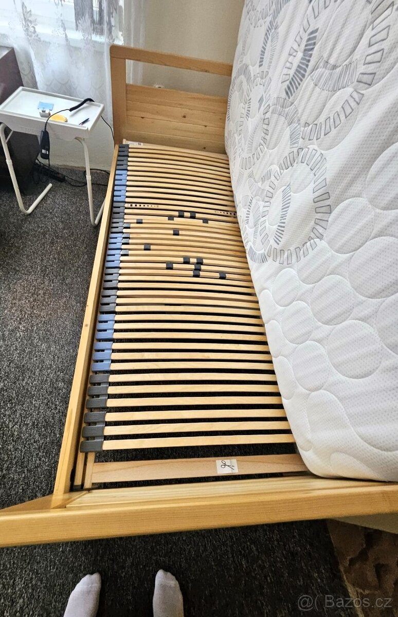 elektrická polohovací dřevěná postel s matrací - 4
