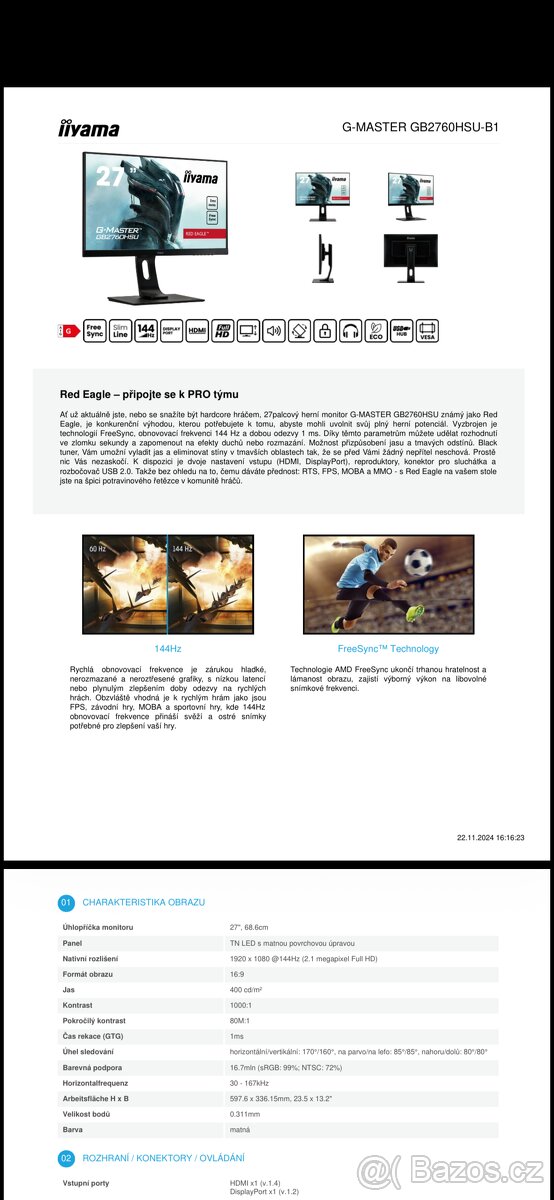 Monitor - iiyama 27 palců 144hz - 4