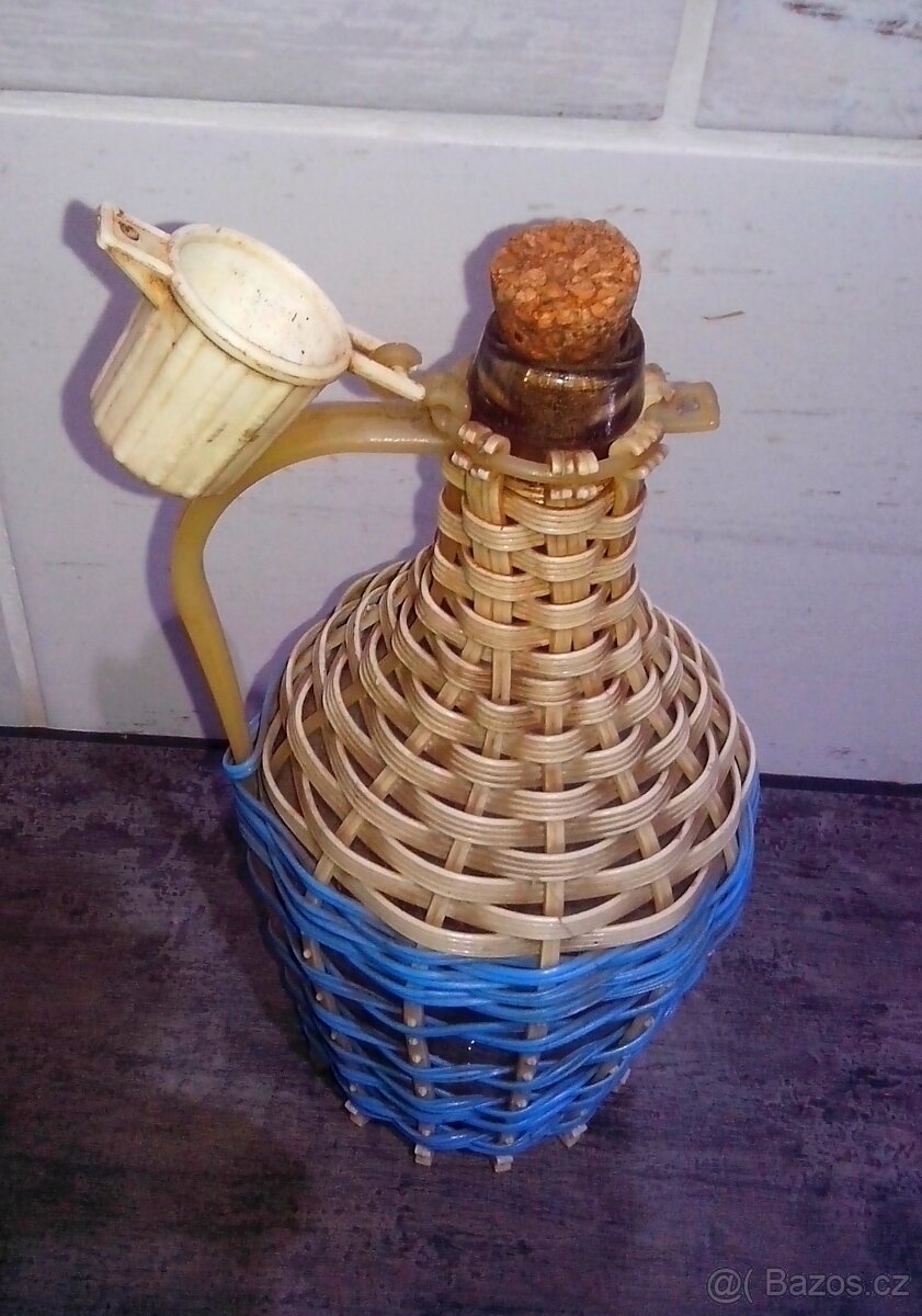 demižon skleněný opletený, malý - objem 1L a 0,5L - 4