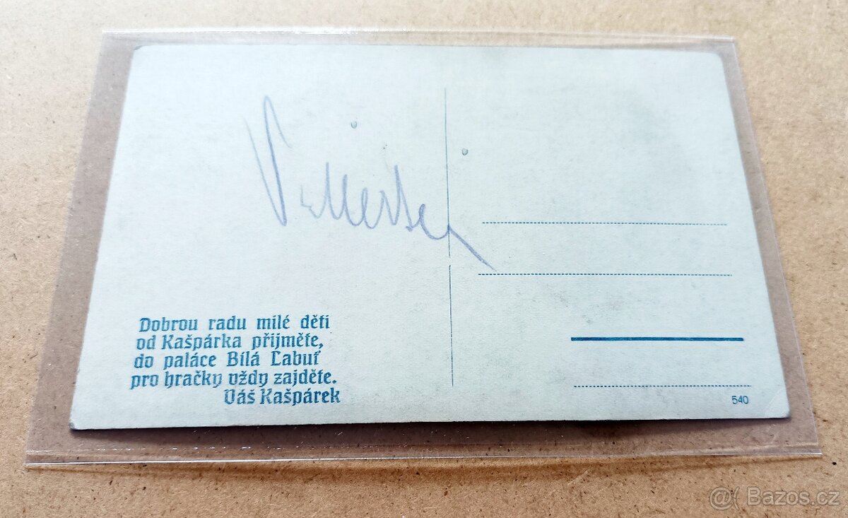 Vojta Merten, herec, autogram, reklamní pohlednice, rok 1939 - 4