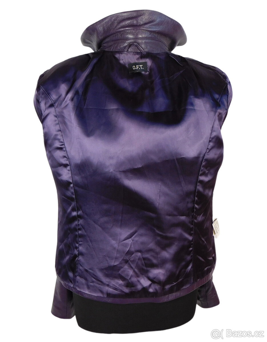 Kožená měkká fialová bunda O.F.T. vel. L - 4