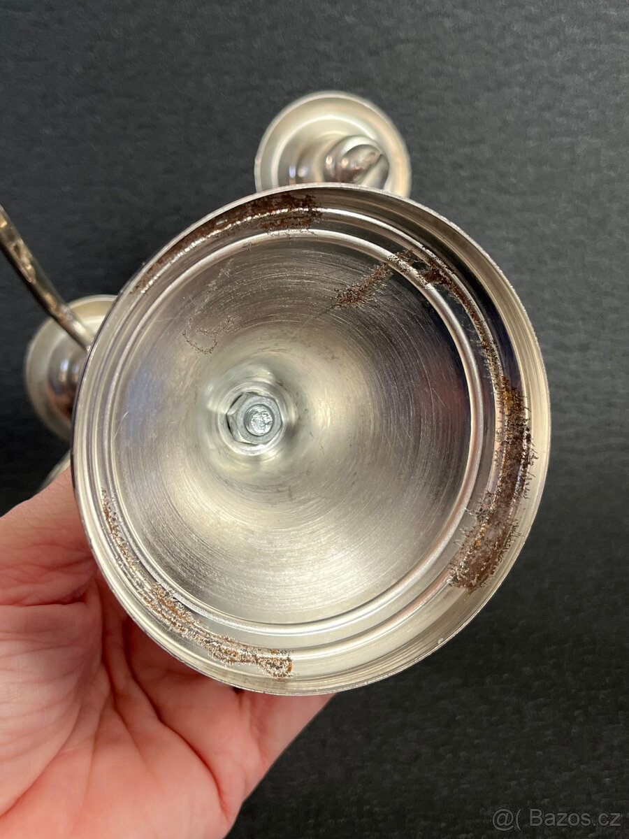 Pětiramenný stolní svícen 18.5 cm, stříbrný kov - 4