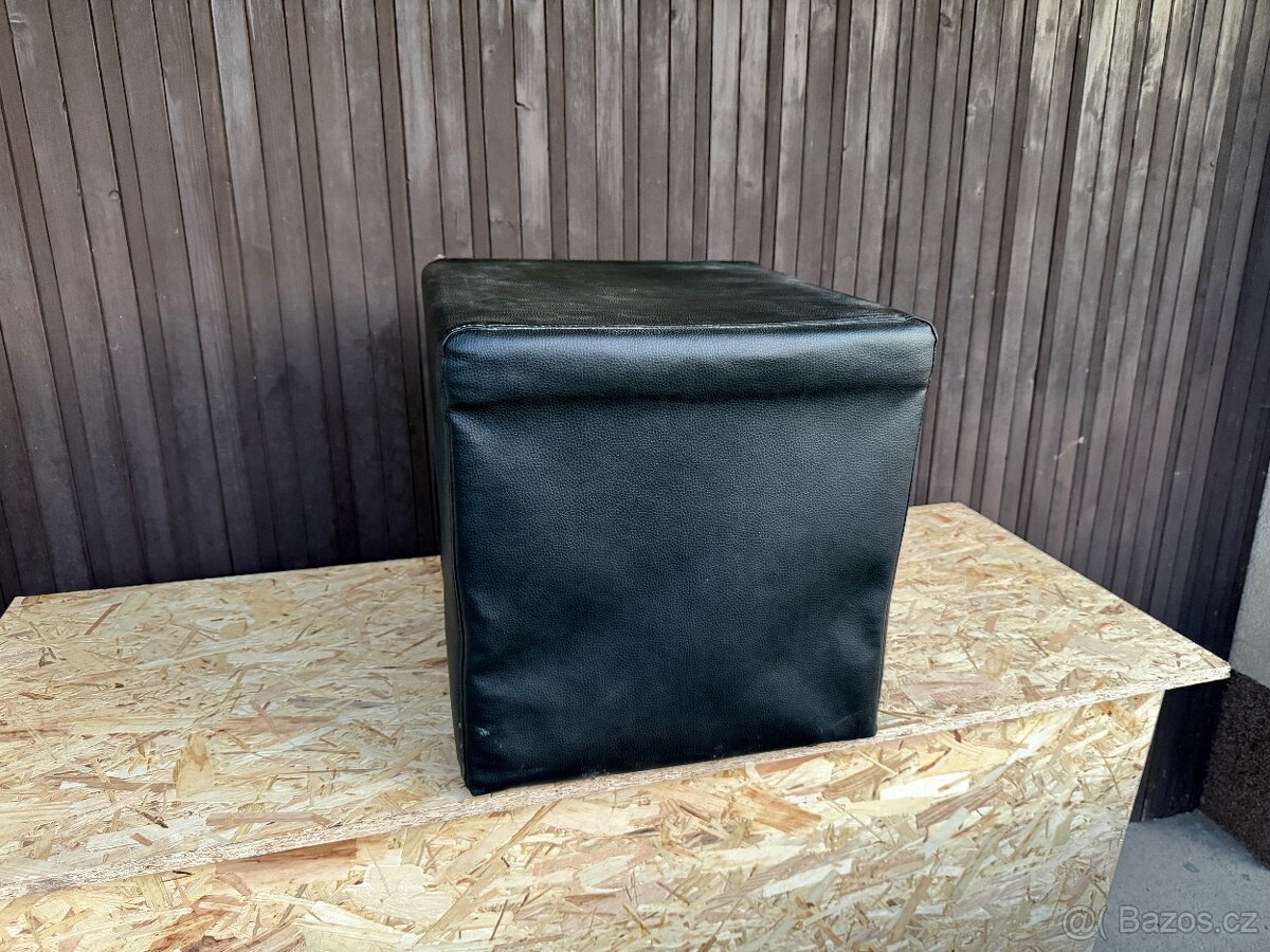 Taburet kožený černý / šedý / hnědý - 4