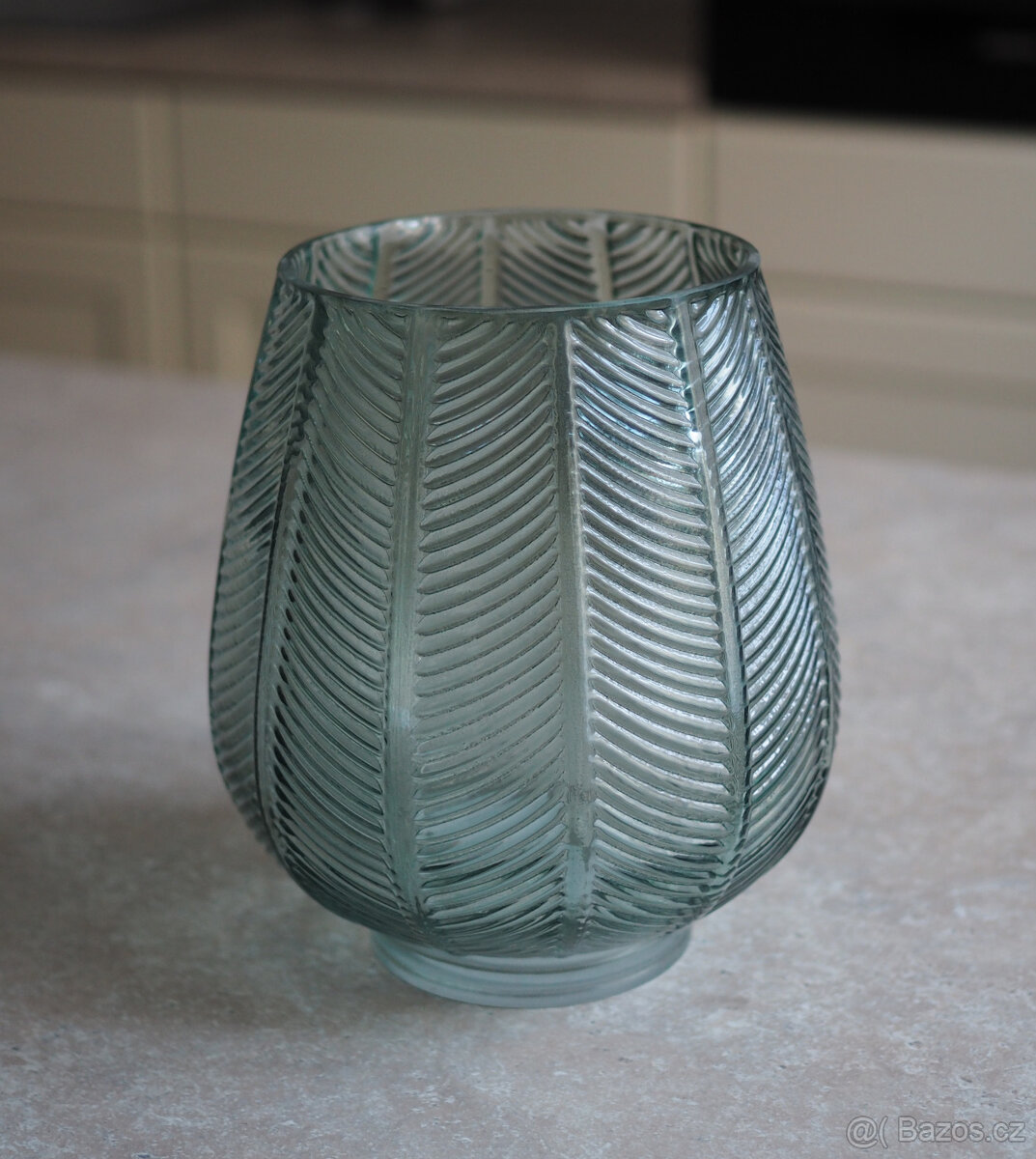 skleněná váza šedo-zelená - 4