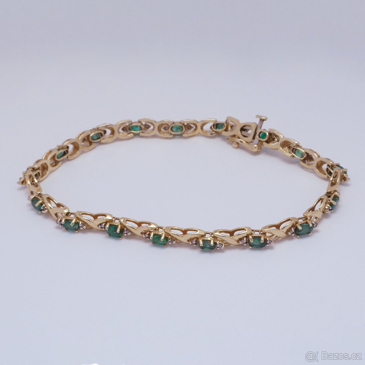 Zlatý náramek se smaragdy a diamanty - 4