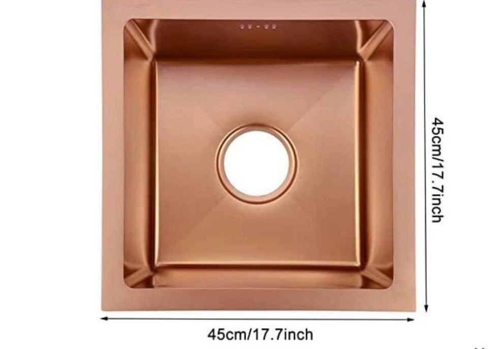 1-komorový nerezový dřez 450x450x210 mm, rose gold - 4