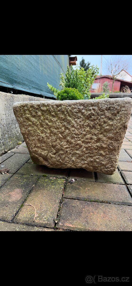 Kamenné kameninové koryto vintage selský styl - 4