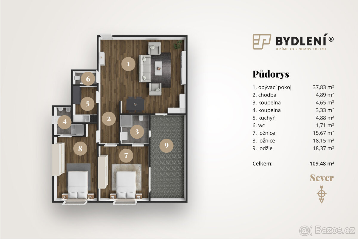 Prodej bytu 3+kk – 110,68 m², 4. NP, Teplice – Šanov 1 (Rezi - 4